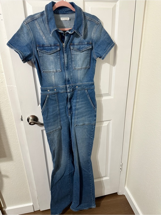 Good American Pants - Good American Blue Denim Short-Sleeve Jumpsuit